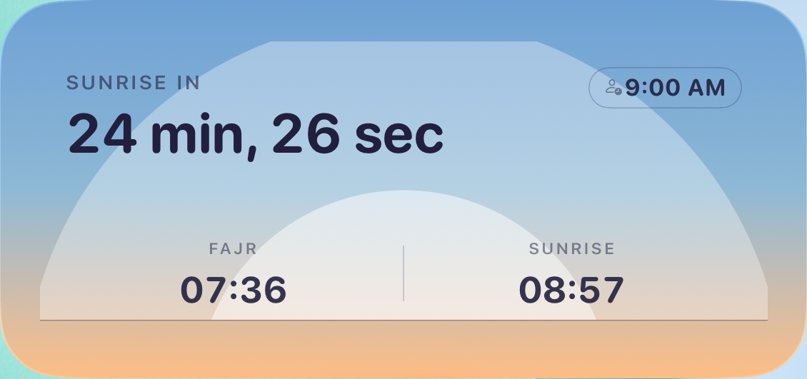 fajr o'clock fajr and sunrise widget in the time before shuruq